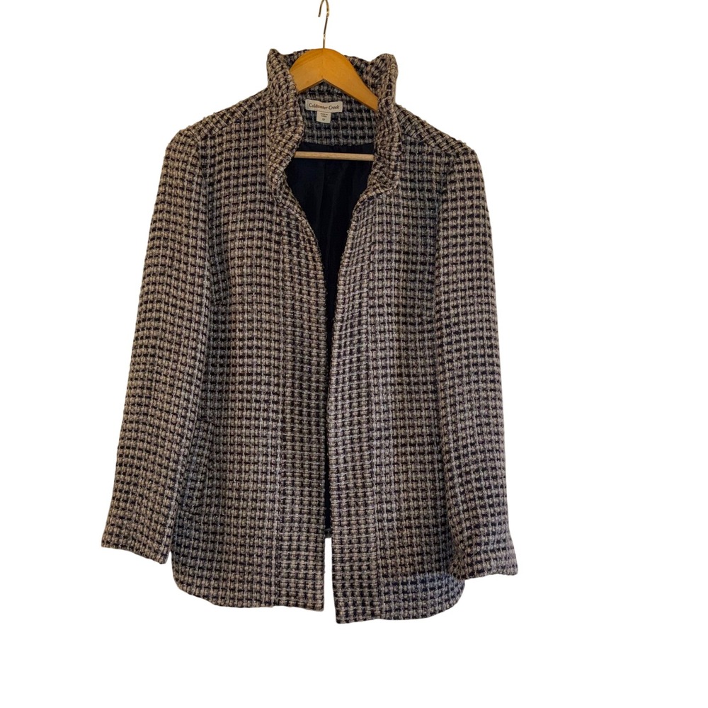 Coldwater Creek Womens Tweed Collarless Open Front Jacket Blazer Size‎ 12